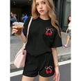 thumbnail image 4 of Grblisyd Girls Summer 2 Piece Outfits Cute Fruit Print Printed Short Sleeve Crew Neck T-Shirts and Shorts Girls' Clothing Sets 10-12Y, 4 of 5