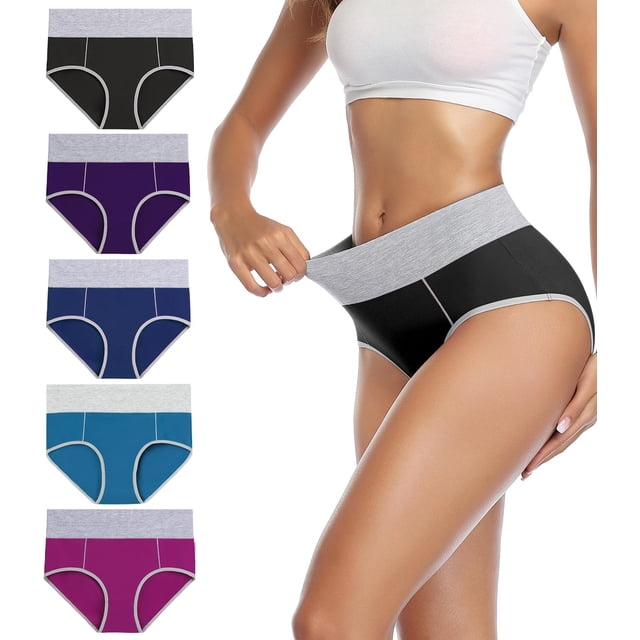 Calzoncillos de cintura alta Wirarpa de algodón para mujer, paquete de 5