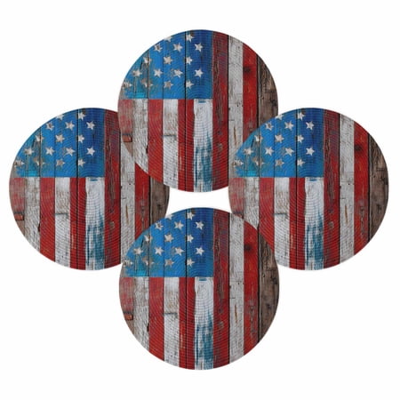 4th of July Round Placemats Set of 4 Vintage American Flag Place Mats Independence Day Woven Placemat Retro Wood Grain Circle Braided Table Mat for Kitchen Dining Table Party Home Decor 15 Inch 4th of July Round Placemats Set of 4 Vintage American Flag Place Mats Independence Day Woven Placemat Retro Wood Grain Circle Braided Table Mat for Kitchen Dining Table Party Home Decor 15 Inch