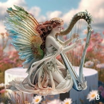 Bohemian Fairy Flower Pot Decor - Planter Pots Decor & Garden Accessories for Home or Garden (Harp Elf)