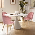 thumbnail image 6 of Homylin Modern Velvet Armless Dining Chair Set of 1, Mid Back Upholstered Seat with Oak Legs, Ideal for Home Office Kitchen Living Room, Pink, 6 of 7