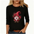 thumbnail image 6 of Feancey 3/4 Sleeve Tunic Tops for Women Plus Size Casual Valentine Shirt Funny Gnome Printed Crewneck Tees Loose Fit Dressy Work Blouse Black 3XL, 6 of 6