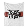 thumbnail image 1 of Fitness Soft Flannel Fleece Throw Blanket, No Pain No Gain Vintage Emblem Design Barbells Weightlifting Bodybuilding, Cozy Plush for Indoor and Outdoor Use, 50" x 70", Coral Black White, by Ambesonne, 1 of 6
