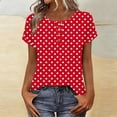 thumbnail image 4 of Ziynglg T-Shirts Imprimés pour Femmes Été Col Rond Manches Courtes Blouses Amples Basiques Travail Chic Bureau Tuniques Chemises, 4 of 8