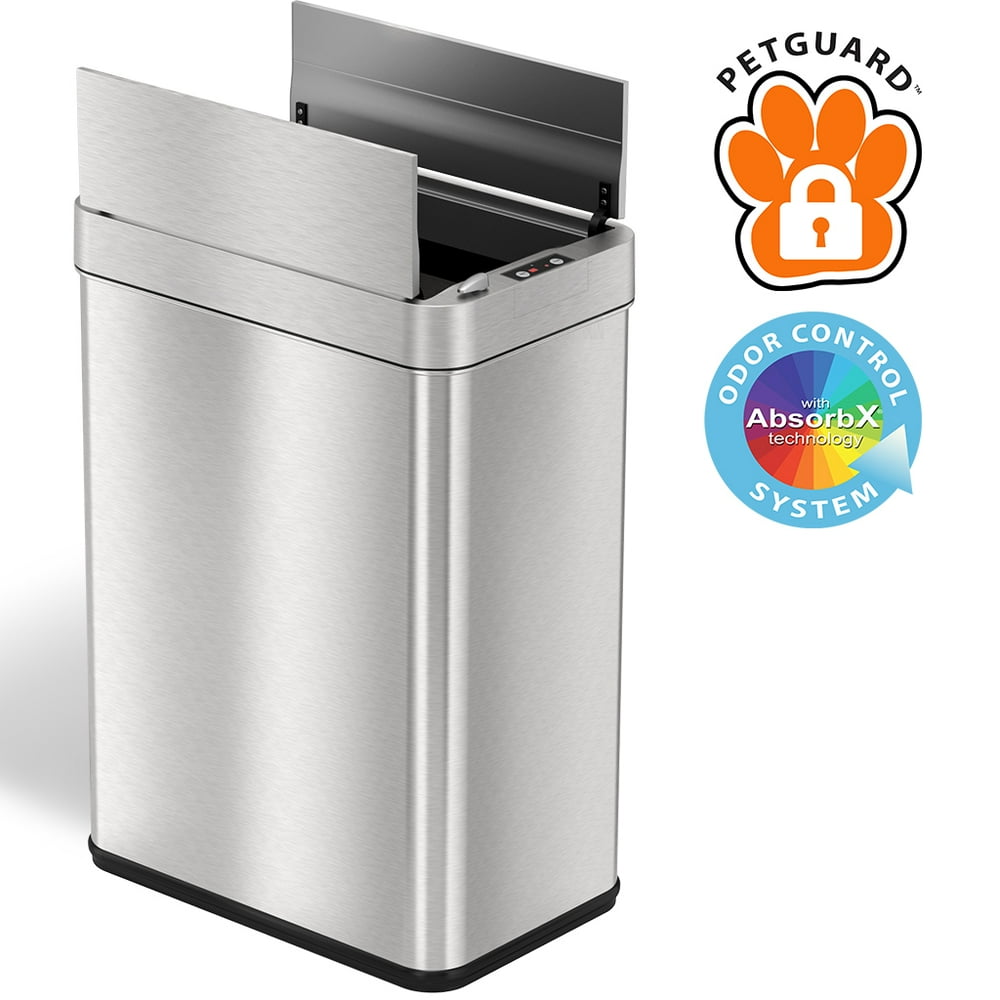 iTouchless 13 Gallon WingsOpen Sensor Trash Can with AbsorbX Odor