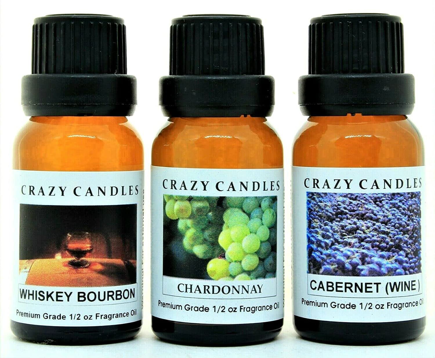 Crazy Candles 3 Bottle Set: Whiskey Bourbon, Chardonnay, Cabernet