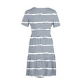 thumbnail image 4 of QQAMB Womens Casual Dress Summer Beach Striped Dress Short Sleeve Crewneck Knee Length Dresses Loose Sundress Gray M, 4 of 6
