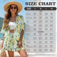 thumbnail image 7 of FKELYI Green Lemon Flower Print Women's 2 Piece Set Short Sleeve Shirt & Shorts with Elastic Waist Summer Beachwear Soft Vacation Outfits Open Front Top Lounge Set, M, 7 of 7