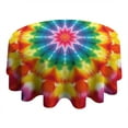 thumbnail image 4 of Colorful Rainbow Tie Dye Spiral Pattern Round Tablecloth 60"x60",Wrinkle Wipeable Table Cloth for Kitchen Dining Room Picnic Patio Party, 4 of 6