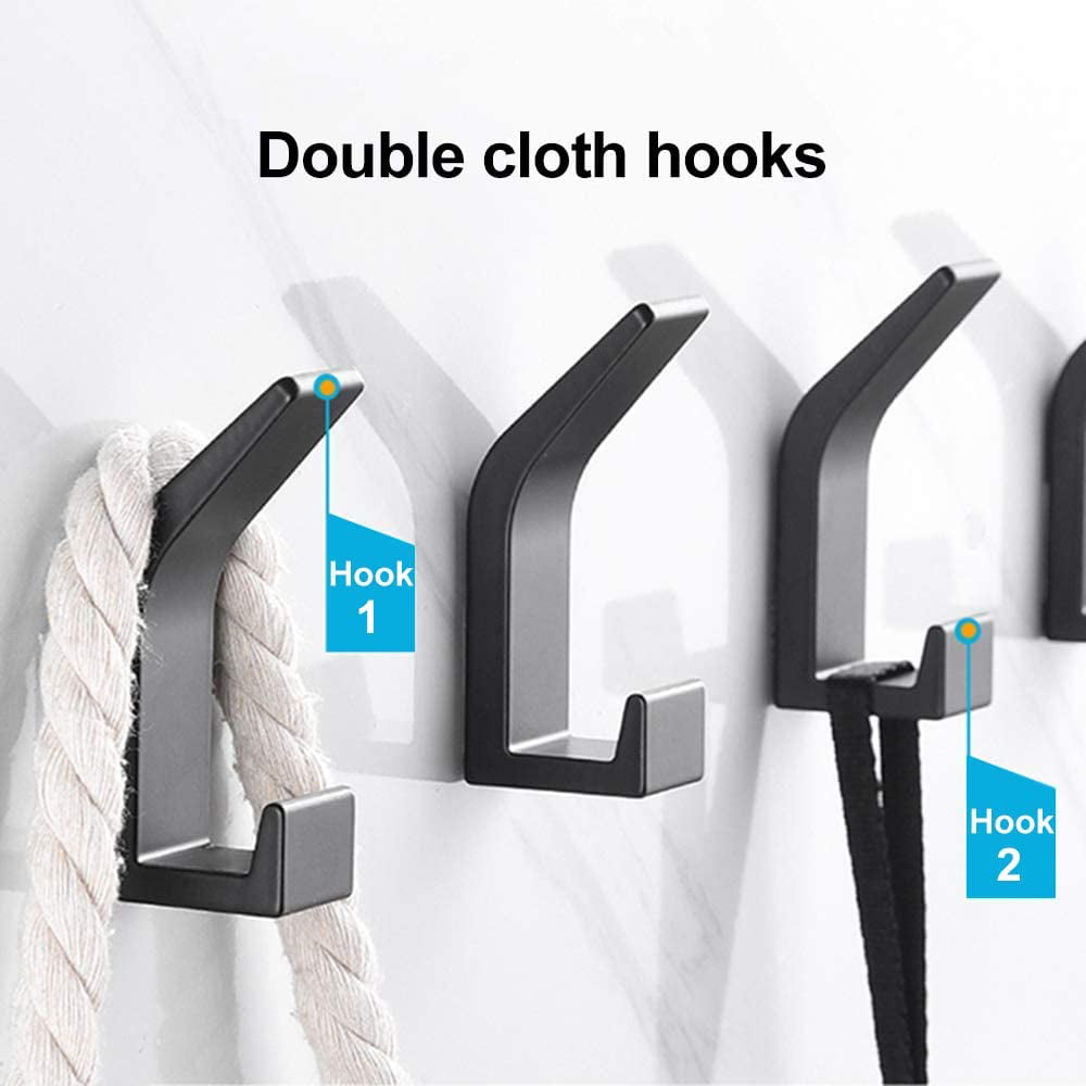 6, Silver 6 Packs Silver CFGROW Coat Robe Clothes Towel Hook with Strong Glue Ceiling Hanger Hold 22 lbs for Home Bathroom Kitchen Modern Hotel Style No Drill Wall Mounted Aluminum Alloy Holders Heavy Duty Adhesive Hooks 