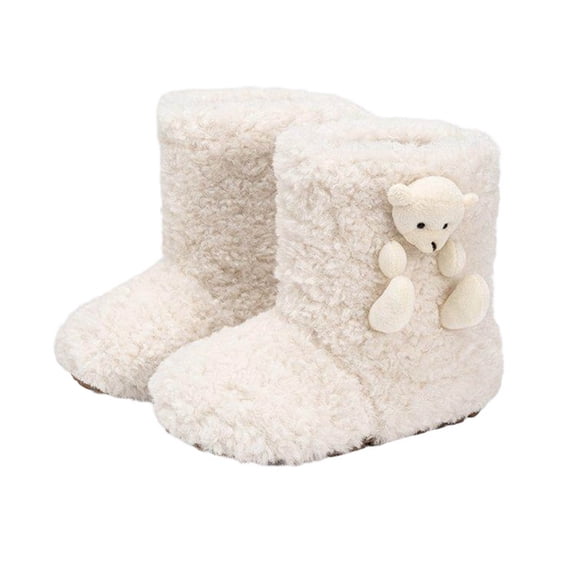 YMUQEIGH Girls Boys Kids Faux Fur Boots Furry Fuzzy Fluffy Snow Boots Warm Winter Boots Flat Shoes Outdoor Boot