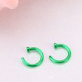 thumbnail image 3 of 2 pcs Unisex Surgical Titanium Steel Open Nose Ring Nose Piercing Stud 6mm (Green), 3 of 7