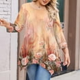 thumbnail image 4 of WTOBBY Women's Plus Size Floral Print 3/4 Sleeve Round Neck Tunic Top Loose Fit Tee for Full Figure Comfort and Fall Seasonal Fashion,Light pink L, 4 of 5
