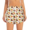 thumbnail image 2 of Balery Holiday Thanksgiving Turkey Pantalones cortos deportivos para mujer con forro y dos bolsillos, elásticos, para entrenamiento, gimnasio, yoga-Large, 2 of 7