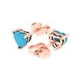 thumbnail image 2 of Clara Pucci 1.5 ct Brilliant Heart Cut Studs VVS1 Genuine Conflict free Blue Turquoise Solid 18K Pink Rose Gold Designer Everyday Earrings Push back, 2 of 5