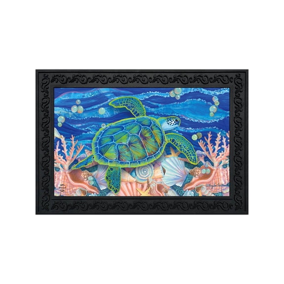 Briarwood Lane Doormat 30x18 Indoor Outdoor Swimming Sea Turtle Summer For Summer Doormat