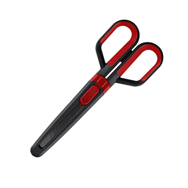 WHEANG Cutting Dies 2 In 1 Scissors and Utility Set Stainless Steel Utility Retractable Box Cutter with Portable Scissors for School Home Use One Size Red