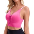 thumbnail image 2 of QATAINLAV Woman Zipper Front Sports Bras Solid Color Wireless Post-Surgery Bra Casual Adjustable Straps Yoga & Activewear Bralette Pink, 2 of 6