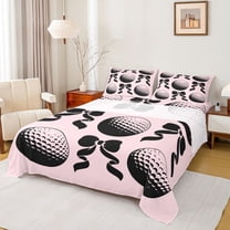 Feelyou Teens Golf Sports Full Size Sheets, Kawaii Pink Bowknot Bed Sheets, 4pcs