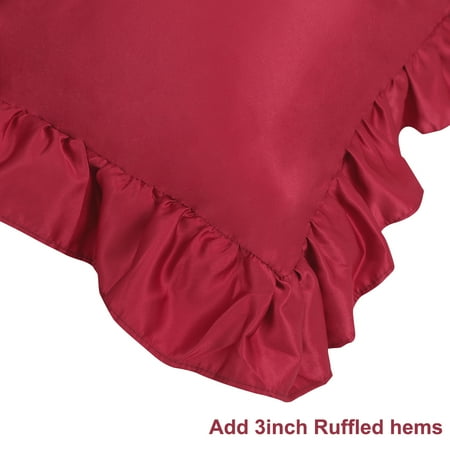 Satin Pillowcase Boudoir Ruffled Pillow Shams Set of 2 ...