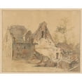 thumbnail image 2 of Jacob de Vos 14x12 Gold Ornate Wood Frame and Double Matted Museum Art Print Titled - Ruin of a House (1816), 2 of 4
