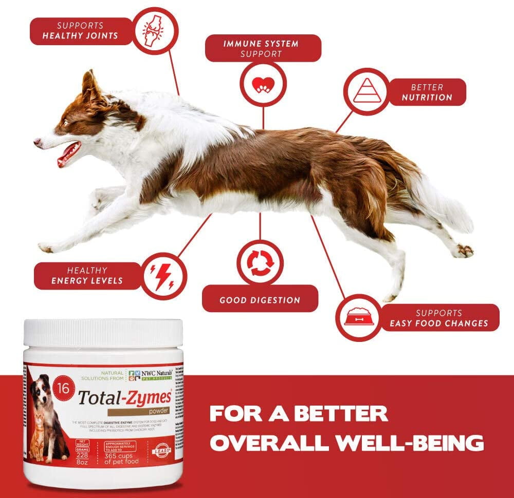 NWC Naturals- Total-Zymes - Enzymes for Canines and Felines - Treats 100 Cups of Pet Food (Vegetarian Formula)