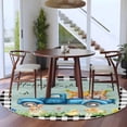 thumbnail image 3 of Black Plaid Easter Round Area Rug 6Ft Washable Circle Rugs for Bathroom Office, Truck Spring Floral Bunny Wooden Non-Slip Carpet Floor Mats Indoor Outdoor Carpet Runner Aesthetic Home Decor, 3 of 8