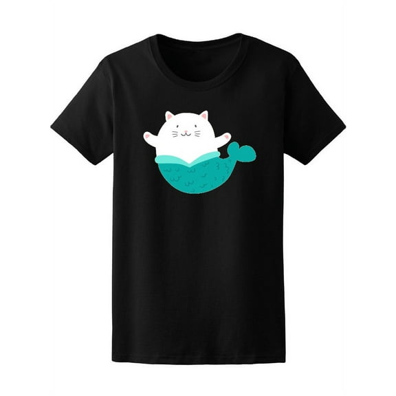 Cute Fat Cat Mermaid T-Shirt Women -Image by Shutterstock, Female x-Large