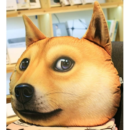 Living Room Pillow 3D Large Soft Lifelike Animal Akita Dog Head Pillow For Living Room Sofa Bed Car Seat Toy (Idea for Christmas Gift) ()