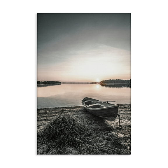 Stupell Industries Deserted Canoe on Shore Landscape Photography Gallery Wrapped Canvas Art Print Wall Art, 16 x 24