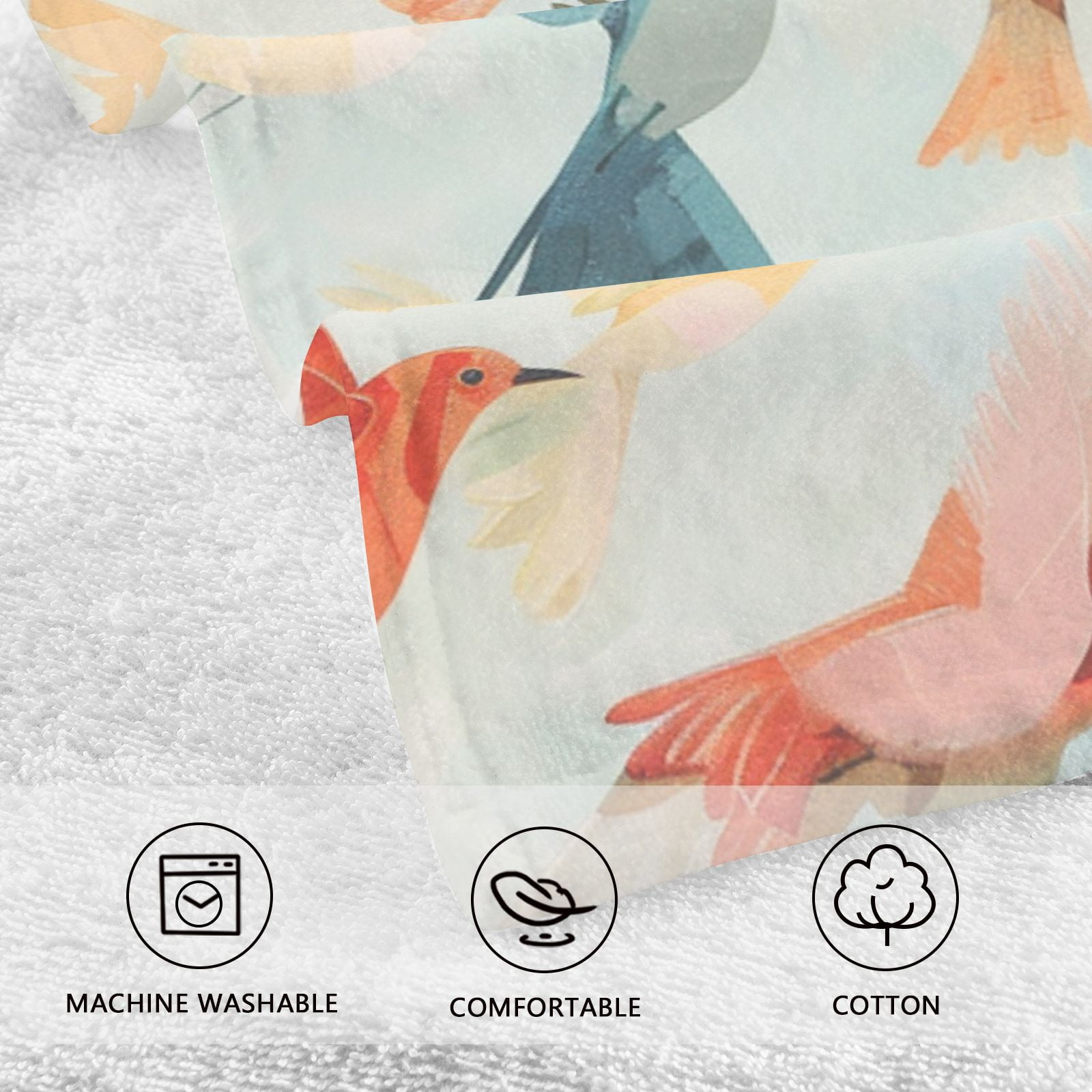 Many Birds Hand Towels Cotton Bath Towels Large Face Towels Absorbent for Bathroom 2 Packs