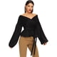 thumbnail image 3 of Blusa de manga larga con cuello en V y volantes para mujer Xemadio WRMH-231-13, 3 of 4