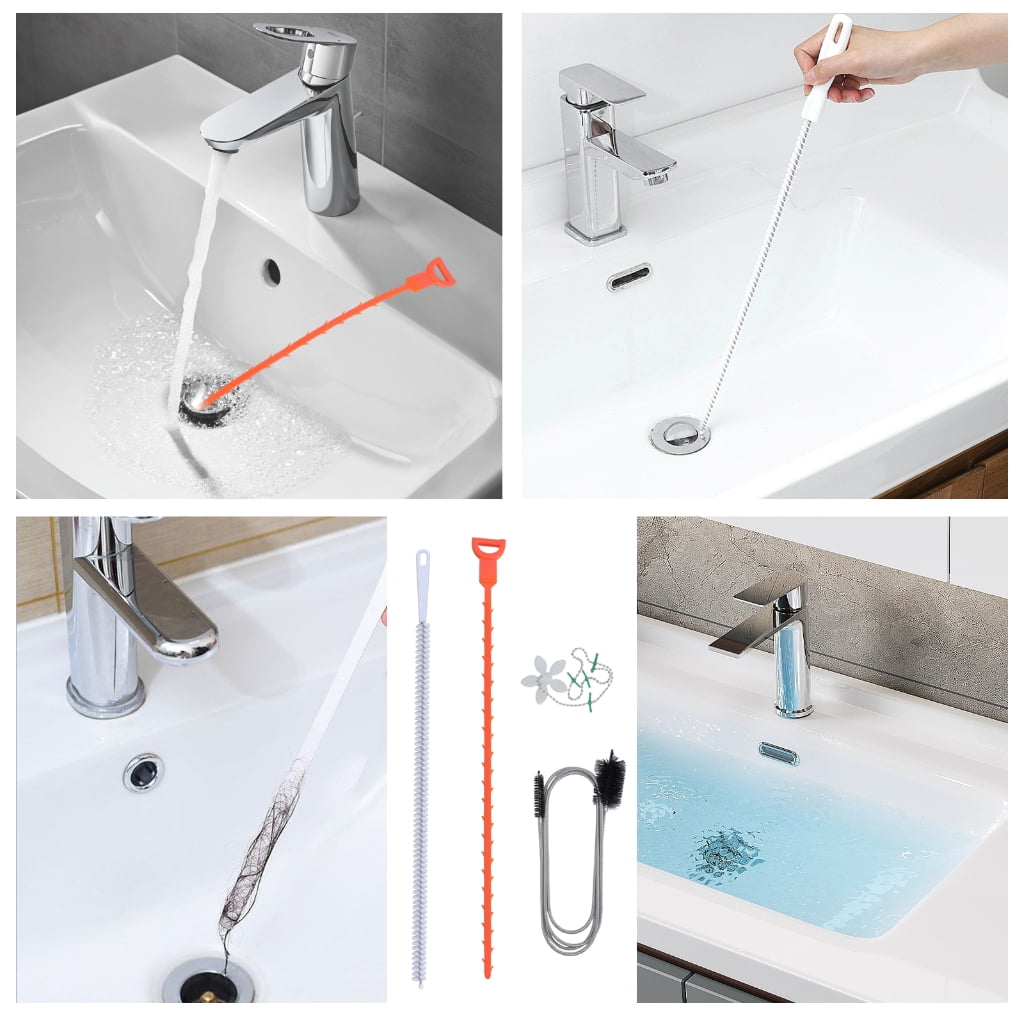 5pcs Pipe Plumbing Cleaning Set 118 Inch Spirals 61 Inch Brush 19.7 Inch Snake Suitable for Kitchen and Bathroom Drains