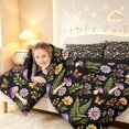 thumbnail image 4 of Homewish Watercolor Plant Mushrooms 7 Pieces Full Size Bedding Sets,Romantic Daisy Flowers Full Size Bed in a Bag,Black Reversible, 4 of 8