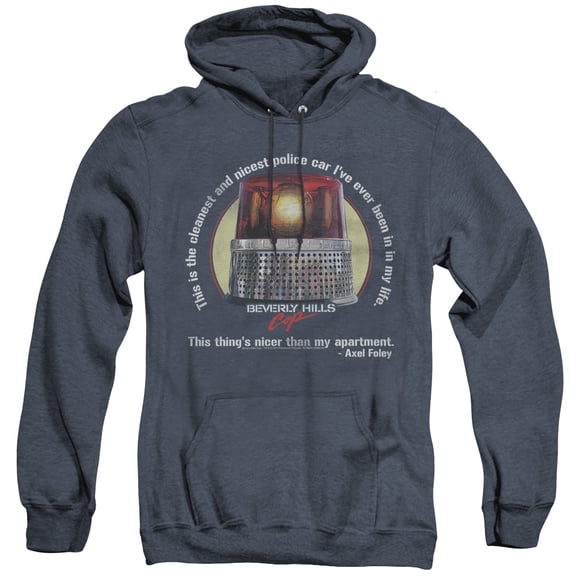 Beverly Hills Cop Nicest Police Car Adult Heather Hoodie Sweatshirt Navy