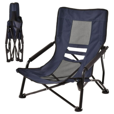 Costway Outdoor High Back Folding Beach Chair Camping Furniture Portable Mesh Seat