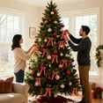 thumbnail image 5 of Christmas Tree Topper Bow Large Red Silk Indoor Outdoor Decor 45x30cm, 5 of 7