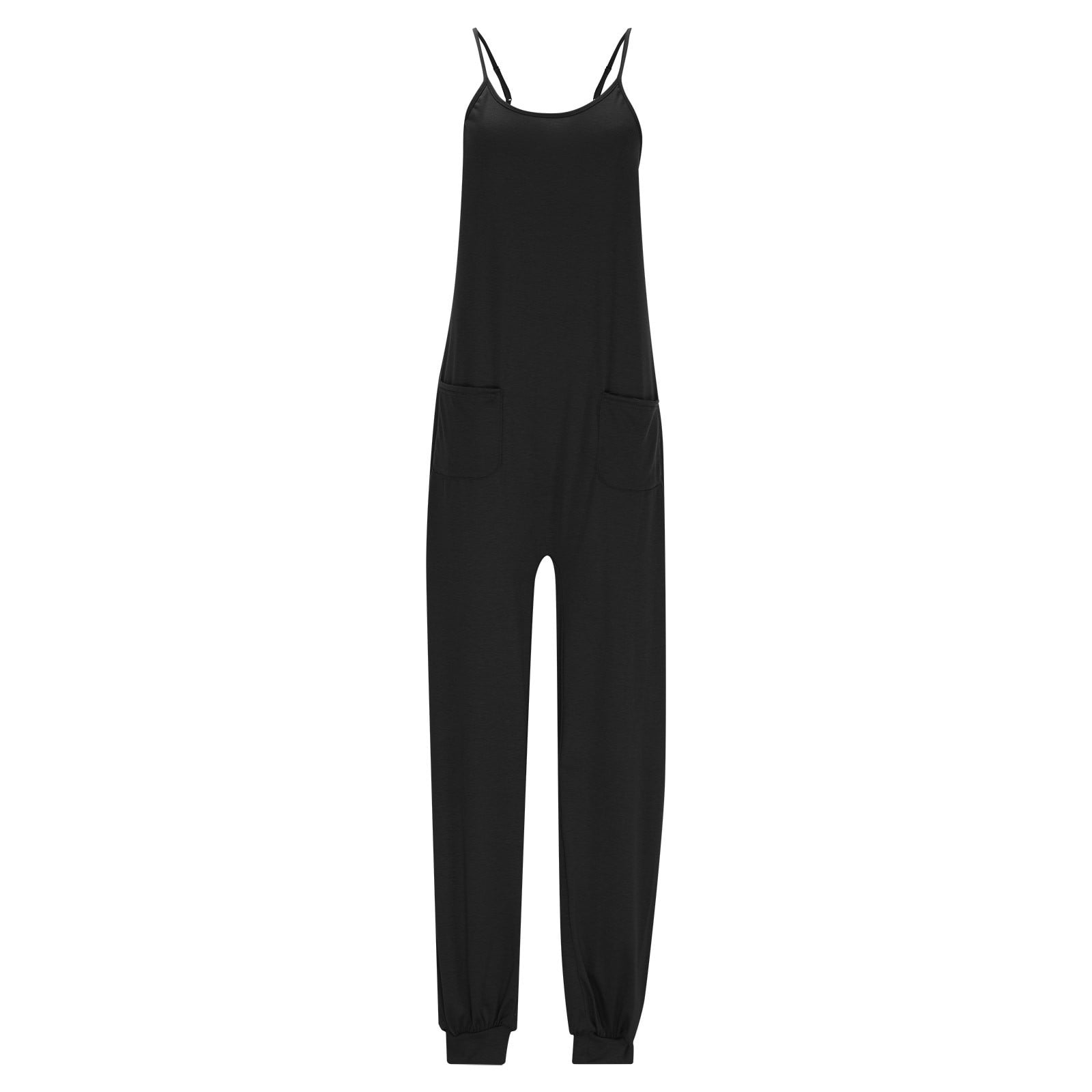 lcziwo One Piece Joggers Pants for Women 2025 Summer Sleeveless Straps Yoga Workout Jumpsuit Solid Casual Elastic Bottom Overalls with Pockets Lightning Sale