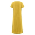 thumbnail image 4 of Ladies Summer Comfortable Loose Solid Color Short Sleeve Long Dress Midi Dresses for Women Casual Comfy Dresses for Women Womens Summer Cute Casual Dresses A Line Summer Dress Womens Long Short Tunic, 4 of 5