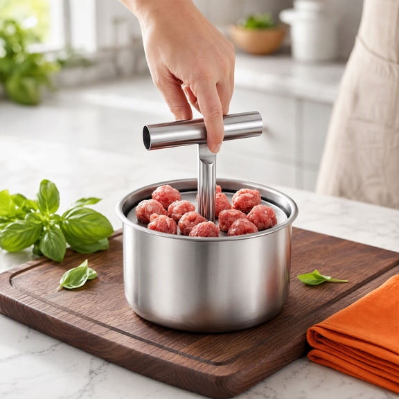 12-Ball Meatball Maker, Stainless Steel Meatball Maker Tool, Manual Push Press Meatball Mold for Homemade Meatballs, Fish Balls, Falafel and Kitchen Meal Prep