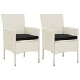 thumbnail image 1 of vidaXL Garden Chairs with Cushions 2 pcs Poly Rattan White, 1 of 5