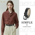 thumbnail image 2 of Women Leather Belt with Gold Buckle Ladies Faux Leather Belt for Jeans Pants, 2 of 7