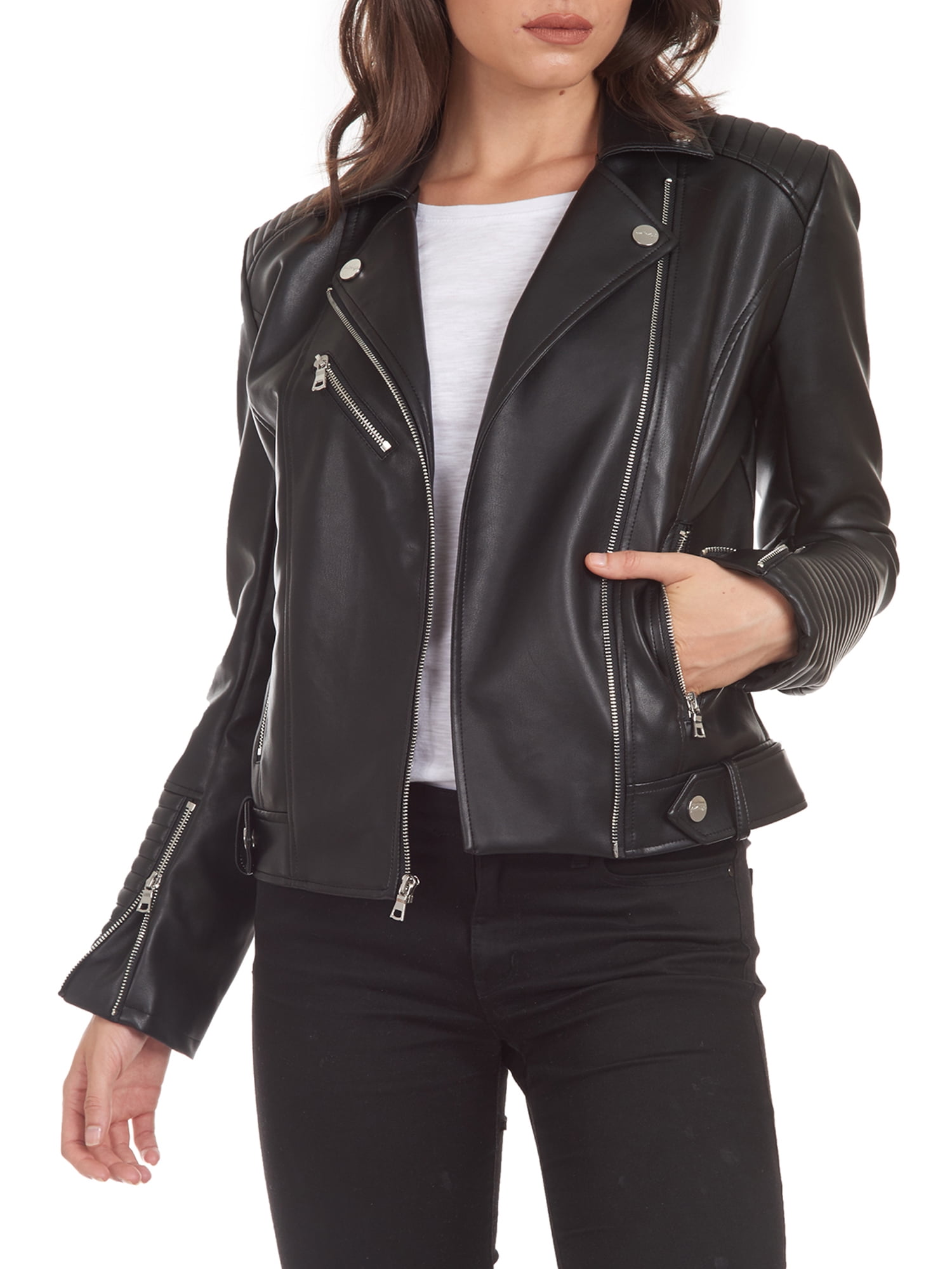 Kendall + Kylie Women's Faux Leather Moto Jacket - Walmart.com