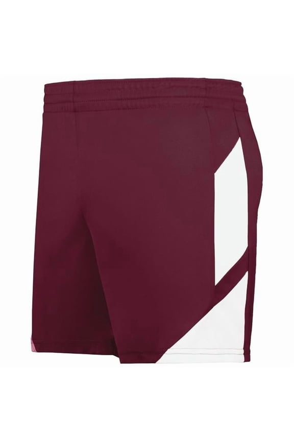 Ladies Step-Back Modern Fit Basketball Shorts, Maroon & White - Extra Large