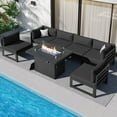 thumbnail image 6 of RADIATA Patio Aluminum Furniture Set with Fire Pit Table and Oversized 29" Seats, 7 Pieces Outdoor Sectional Conversation Sofa Set for Backyard, Poolside, 500 lb/Seat, Gray & Dark Gray, 6 of 9
