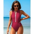 thumbnail image 6 of Beautyin Womens One Piece Swimwear with Zipper Racerback Swimwear Mock Neck Full Coverage Bathing Suit, 6 of 8