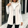 thumbnail image 2 of Hueook Vest for Women Fleece Sleeveless Zip Up Casual Plush Vest Coat with Pockets White M, 2 of 9