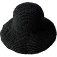 thumbnail image 4 of CoCopeaunts Women Straw Bucket Hat Wide Brim Summer Breathable Hollow-Out Bucket Cap Woven Foldable Roll up Floppy Basin Hat, 4 of 8