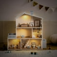 thumbnail image 5 of Robud Wooden Dollhouse, 6 Rooms, 29 Realistic Accessories, 4-6" Dolls, Nordic Style, Kids & Toddlers Gift, Ages 3+, 5 of 11