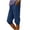 ☪303-Blue, variant on Women's Trendy Casual Draped Denim-Look Solid Color Elastic Waist Cuffed Pocket Cropped Pants - Comfortable Capri Trousers for Modern Street Style